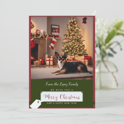 Cartes Pour Fêtes Annuelles Arbre de Noël et Chihuahua (Debout devant)