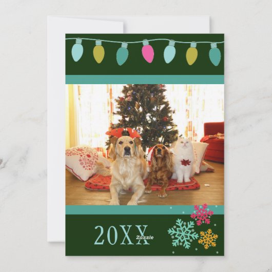 Cartes Pour Fêtes Annuelles Arbre de Noël et lumière photo (Dos)