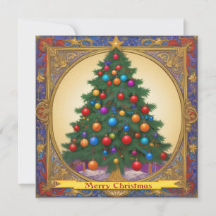 Cartes Pour Fêtes Annuelles Arbre de Noël et ornements en cadre décoratif