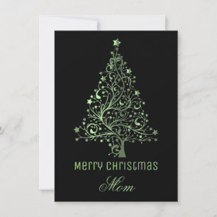 Cartes Pour Fêtes Annuelles Arbre de Noël étoilé Black Green Revêtement métall