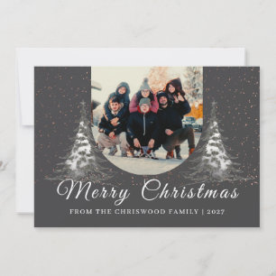 Cartes Pour Fêtes Annuelles Arbre de Noël Familial Classique Élégant enneigé