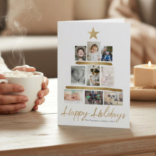 Cartes Pour Fêtes Annuelles Arbre de Noël familial photo Collage Bilan de l'an