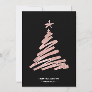 Cartes Pour Fêtes Annuelles Arbre de Noël Faux Rose Gold Foil et noir