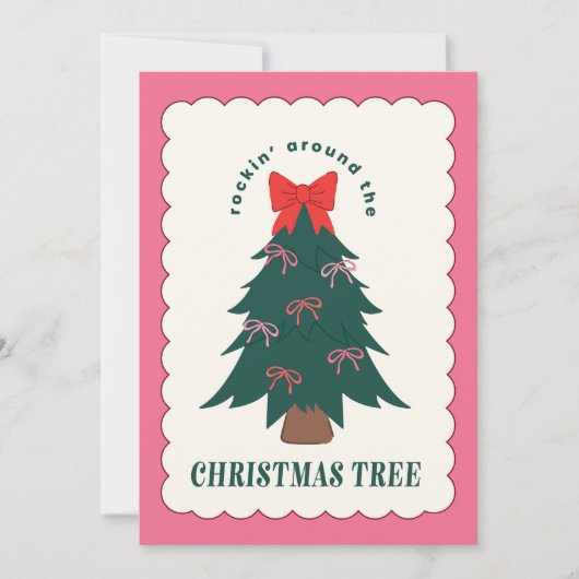 Cartes Pour Fêtes Annuelles Arbre de Noël Féminin Ruban (Devant)