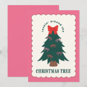 Cartes Pour Fêtes Annuelles Arbre de Noël Féminin Ruban (Devant / Derrière)