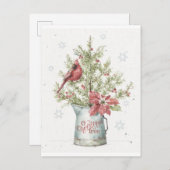 Cartes Pour Fêtes Annuelles Arbre de Noël fermier avec cardinal (Devant / Derrière)