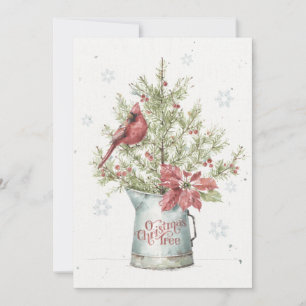 Cartes Pour Fêtes Annuelles Arbre de Noël fermier avec cardinal