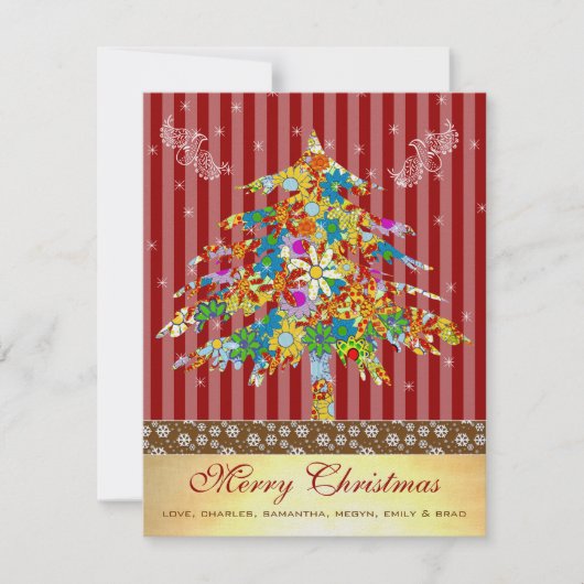 Cartes Pour Fêtes Annuelles Arbre de Noël fleuri aux étoiles (Devant)