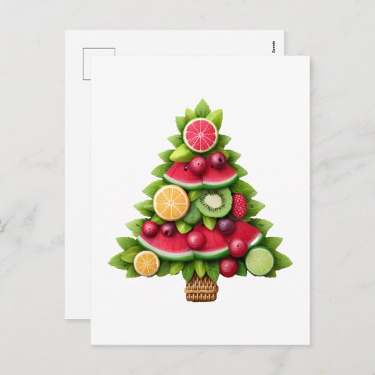 Cartes Pour Fêtes Annuelles Arbre de Noël fruité, design de vacances sain (Devant / Derrière)