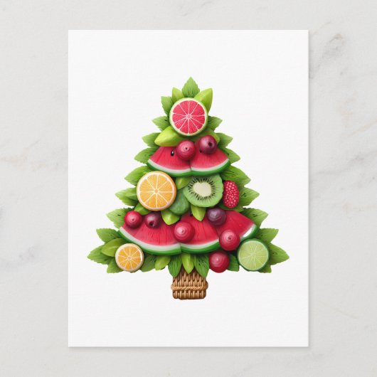 Cartes Pour Fêtes Annuelles Arbre de Noël fruité, design de vacances sain (Devant)