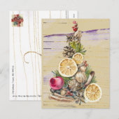 Cartes Pour Fêtes Annuelles Arbre de Noël Fruits séchés, Noix, Or violet (Devant / Derrière)