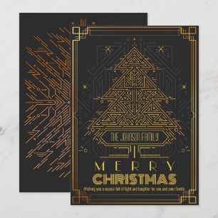 Cartes Pour Fêtes Annuelles Arbre de Noël Géométrique Noir d'Or Moderne