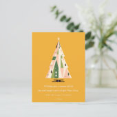 Cartes Pour Fêtes Annuelles Arbre de Noël Géométrique Rétro Blush Mustard Vert (Debout devant)