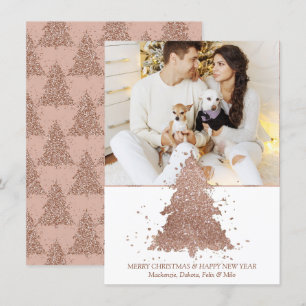 Cartes Pour Fêtes Annuelles Arbre de Noël Glam Rose Gold Photo