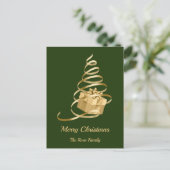 Cartes Pour Fêtes Annuelles Arbre de Noël Gold Ribbon présent (Debout devant)