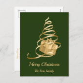 Cartes Pour Fêtes Annuelles Arbre de Noël Gold Ribbon présent (Devant / Derrière)