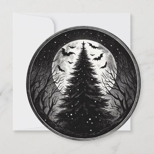 Cartes Pour Fêtes Annuelles Arbre de Noël gothique avec chauves-souris Éffraya (Devant)