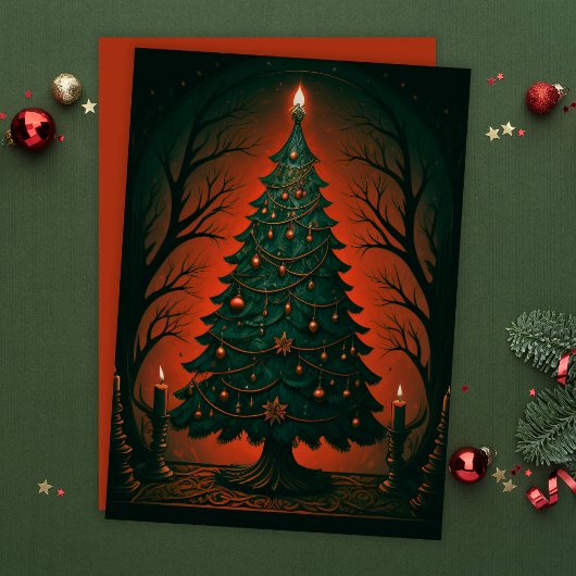 Cartes Pour Fêtes Annuelles Arbre de Noël gothique foncé
