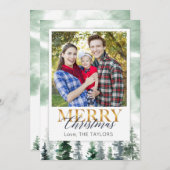 Cartes Pour Fêtes Annuelles Arbre de Noël hivernal à l'aquarelle (Devant / Derrière)