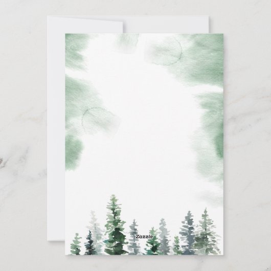 Cartes Pour Fêtes Annuelles Arbre de Noël hivernal à l'aquarelle (Dos)