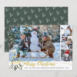 Cartes Pour Fêtes Annuelles Arbre de Noël Joyeux 4 Collage de Photos