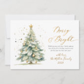 Cartes Pour Fêtes Annuelles Arbre de Noël Joyeux et Or Lumineux (Devant)