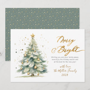 Cartes Pour Fêtes Annuelles Arbre de Noël Joyeux et Or Lumineux