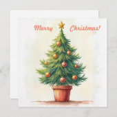 Cartes Pour Fêtes Annuelles Arbre de Noël. Joyeux Noël! (Devant / Derrière)