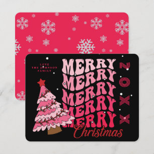 Cartes Pour Fêtes Annuelles Arbre de Noël Joyeux Noël Typographie Rétro Rose &