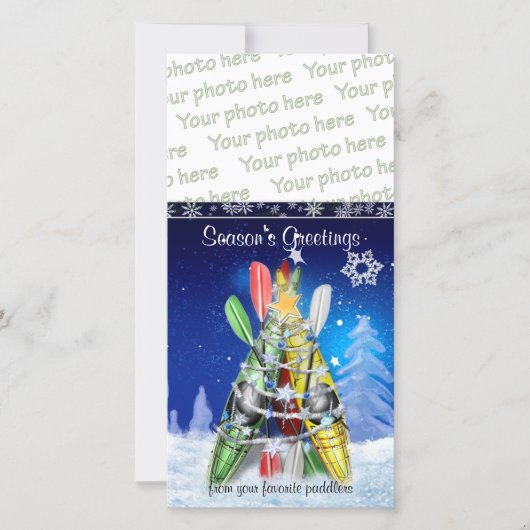 Cartes Pour Fêtes Annuelles Arbre de Noël Kayak (Devant)