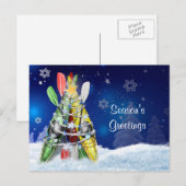 Cartes Pour Fêtes Annuelles Arbre de Noël Kayak (Devant / Derrière)