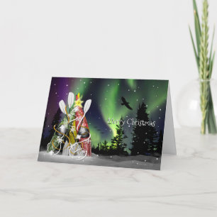 Cartes Pour Fêtes Annuelles Arbre de Noël Kayak Aurora Borealis