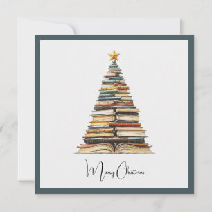 Cartes Pour Fêtes Annuelles Arbre de Noël Livre Coloré Chic Vintage Fun