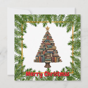 Cartes Pour Fêtes Annuelles Arbre de Noël Livre Coloré Chic Vintage Fun