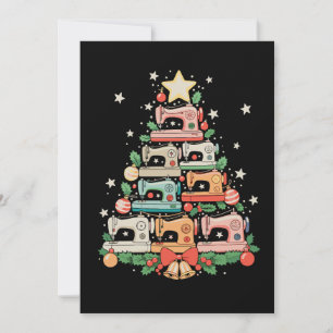 Cartes Pour Fêtes Annuelles Arbre de Noël Machine à Coudre Broder Tricoter Cou