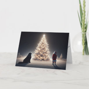 Cartes Pour Fêtes Annuelles Arbre de Noël magique avec Newf et Père Noël Card