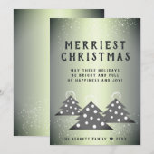 Cartes Pour Fêtes Annuelles Arbre de Noël Métallic Vert Moderne Merriest (Devant / Derrière)