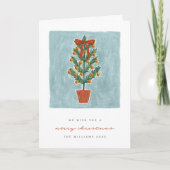 Cartes Pour Fêtes Annuelles Arbre de Noël miniature dessiné à la main de style (Devant)