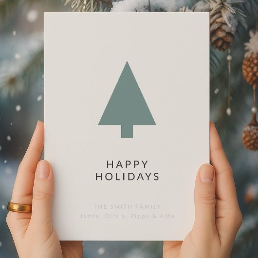Cartes Pour Fêtes Annuelles Arbre de Noël minimal | Sage Vert Nettoyage Simple