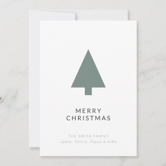 Cartes Pour Fêtes Annuelles Arbre de Noël minimal | Sage Vert Nettoyage Simple (Devant)