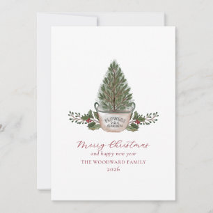 Cartes Pour Fêtes Annuelles Arbre de Noël minimaliste à l'aquarelle