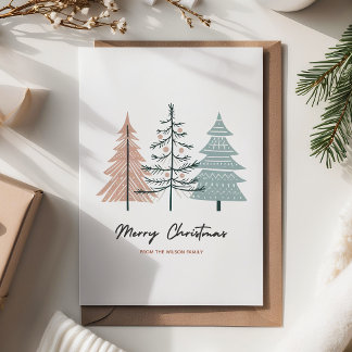 Cartes Pour Fêtes Annuelles Arbre de Noël minimaliste bohème