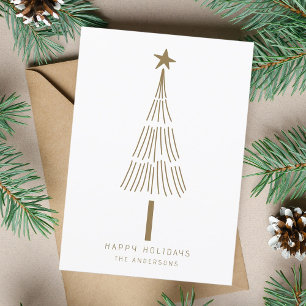 Cartes Pour Fêtes Annuelles Arbre de Noël minime d'or photo plat