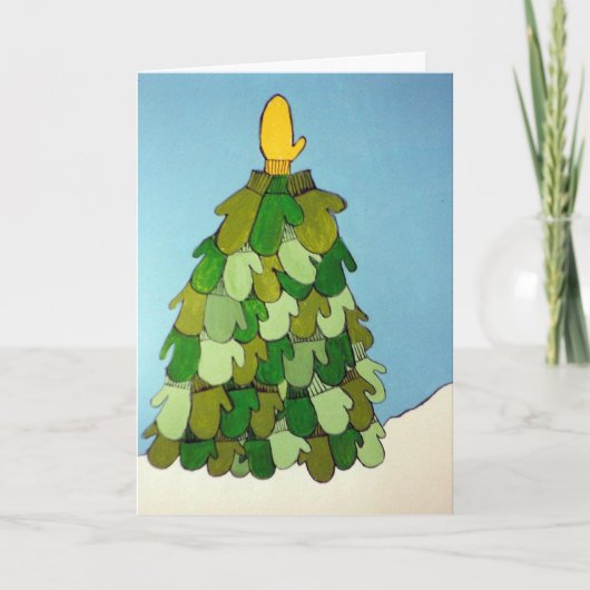 Cartes Pour Fêtes Annuelles Arbre de Noël Mitten (Devant)