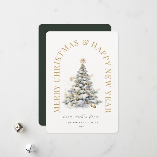Cartes Pour Fêtes Annuelles Arbre de Noël moderne (Devant/Arrière en situation)