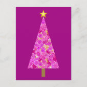 Cartes Pour Fêtes Annuelles Arbre de Noël moderne à fleurs magenta (Devant)