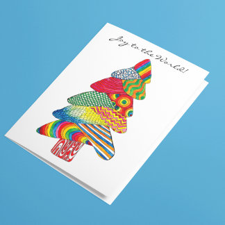 Cartes Pour Fêtes Annuelles Arbre de Noël Moderne Coloré Peinture Joie dans le