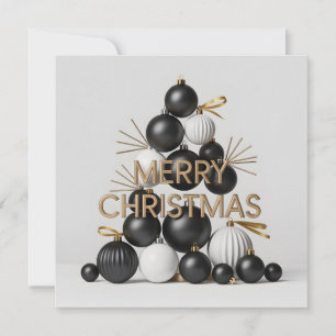 Cartes Pour Fêtes Annuelles Arbre de Noël moderne en boule noir et blanc