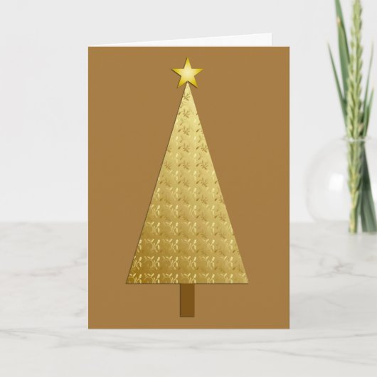 Cartes Pour Fêtes Annuelles Arbre de Noël moderne en feuille d'or (Devant)