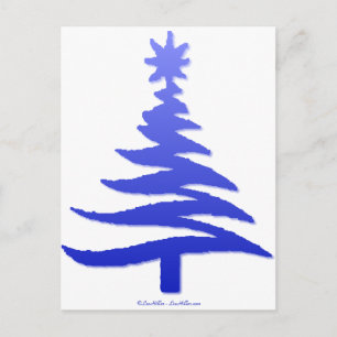 Cartes Pour Fêtes Annuelles Arbre de Noël moderne imprimé bleu